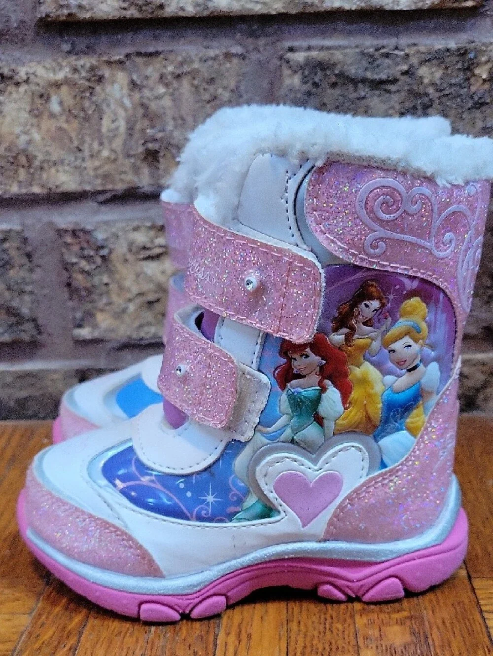 Disney Girls Pink Glitter 'Princess' Winter Snow Boots Size 6